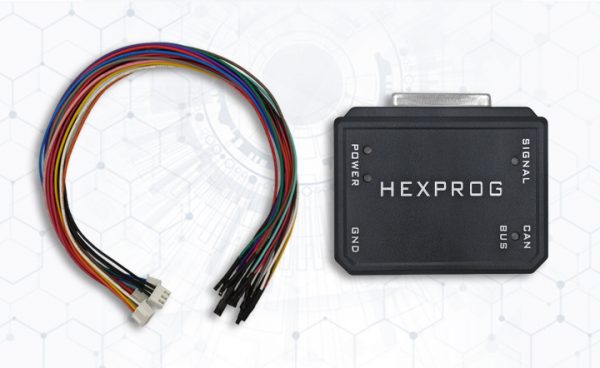 a black rectangular device with colorful wires
